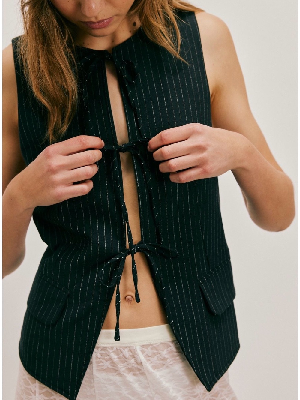Free People Celia Pinstripe Suit Vest
